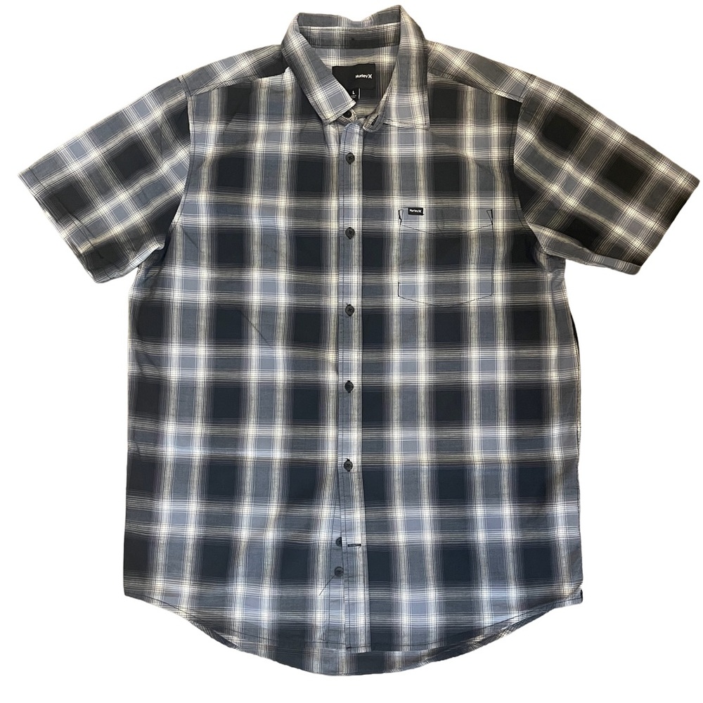 Hurley Black and Gray Plaid Shirt